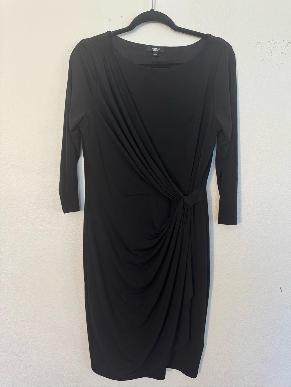 Premise Black Knot-Detail Long Sleeve Sheath Dress